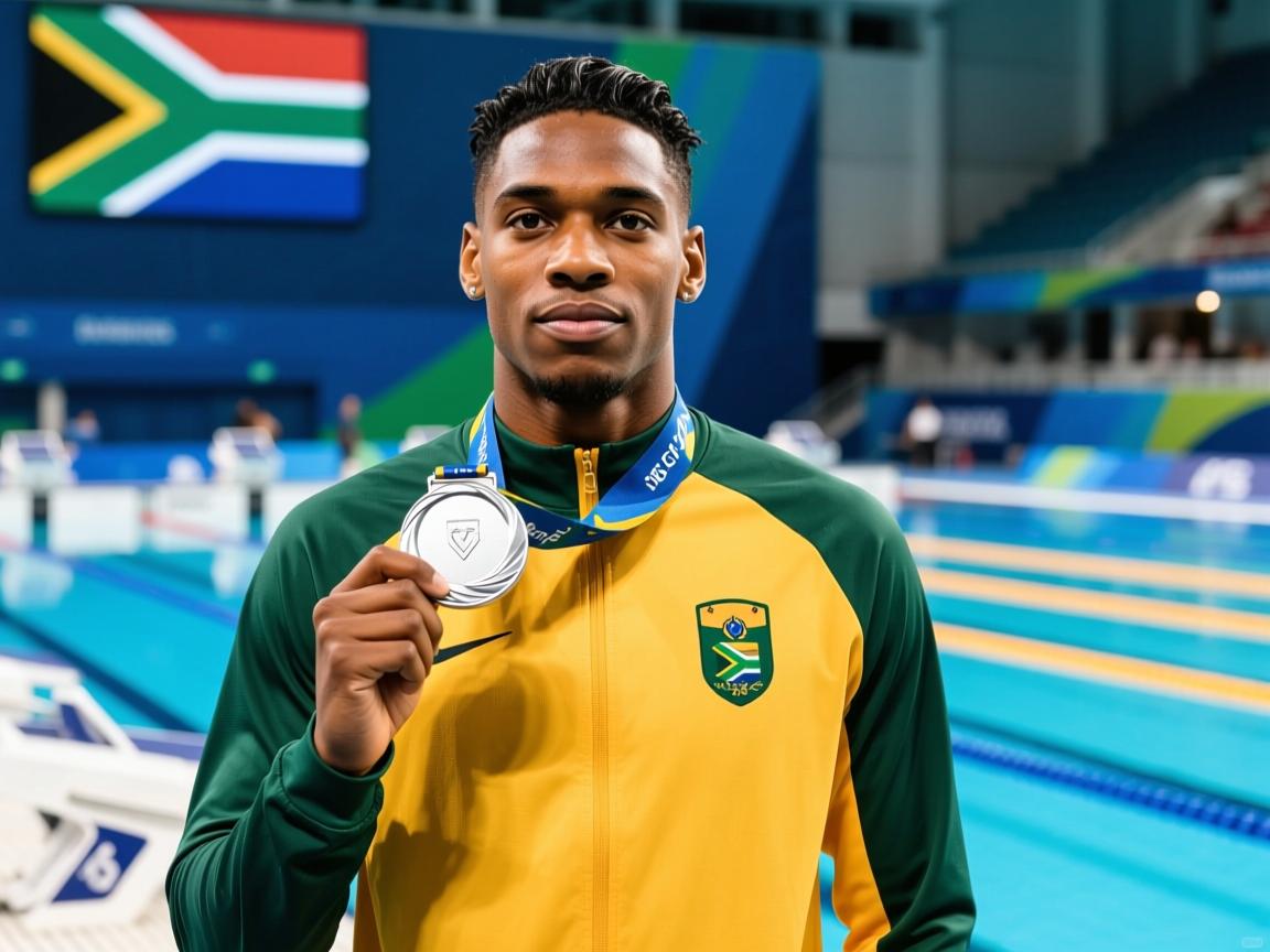 南非游泳选手冷静应对，夺得银牌